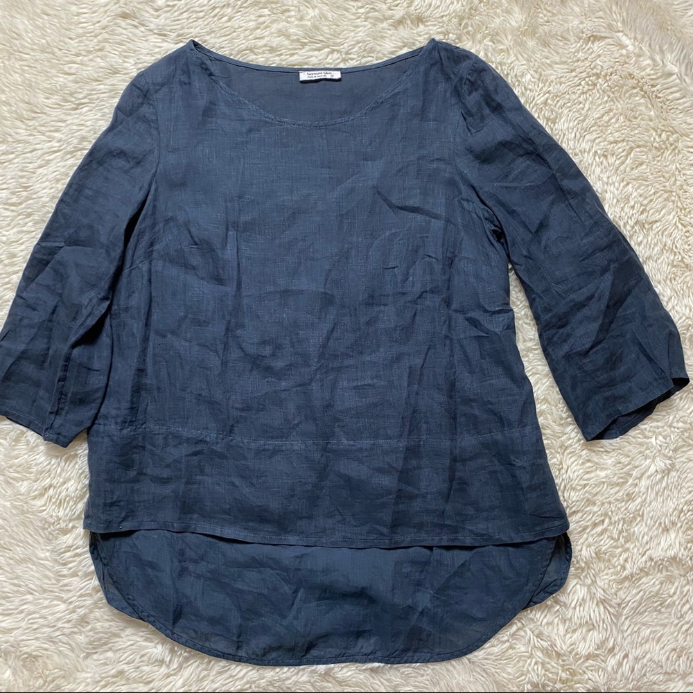 Banana Blue Australia S 100% Linen Blouse Top